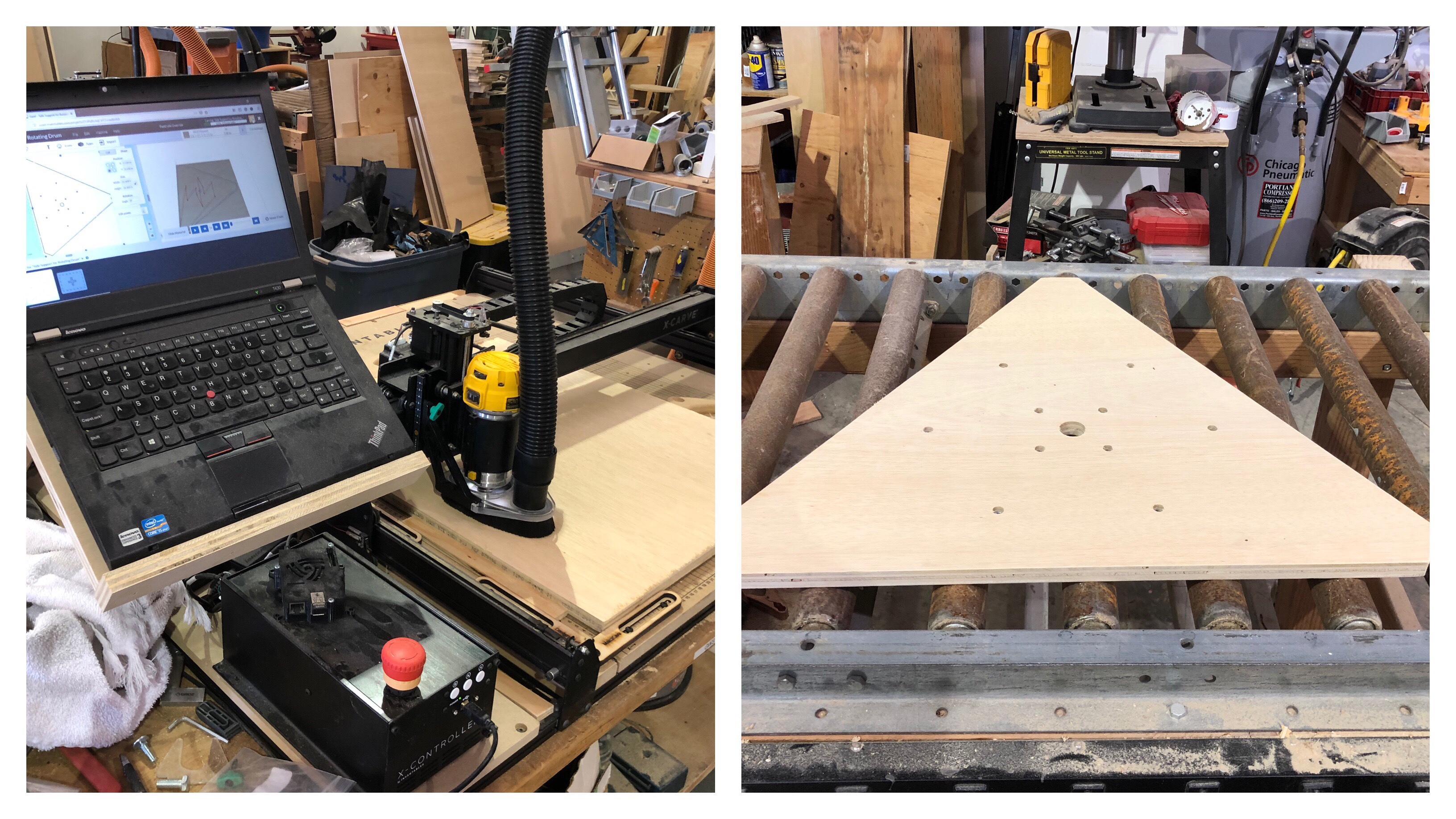 Cutting the Side Support of the Rotating Power Tool Stand MakerCave