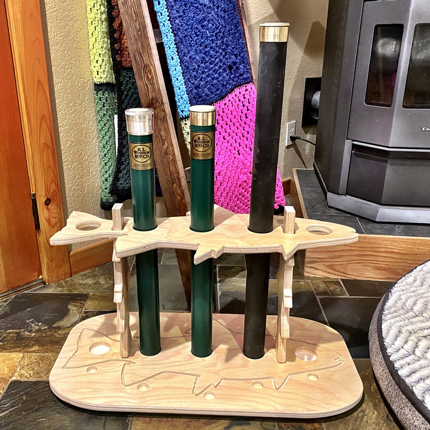 Fly Rod Tube Rack in Use in Living Room